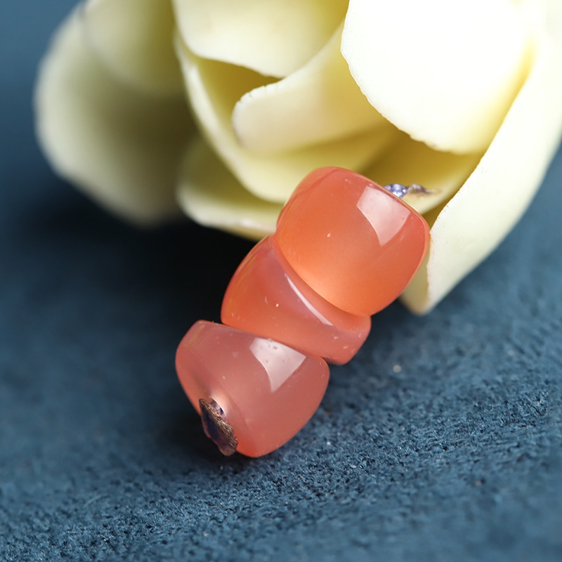 粉糯斜切大肠尺寸7mm左右精工百搭菩提文玩配饰玛瑙配珠