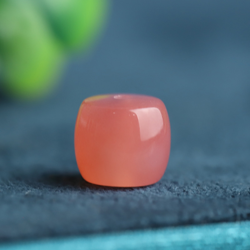 精工百搭天然原矿粉糯玛瑙直切珠7-8mm文玩配饰