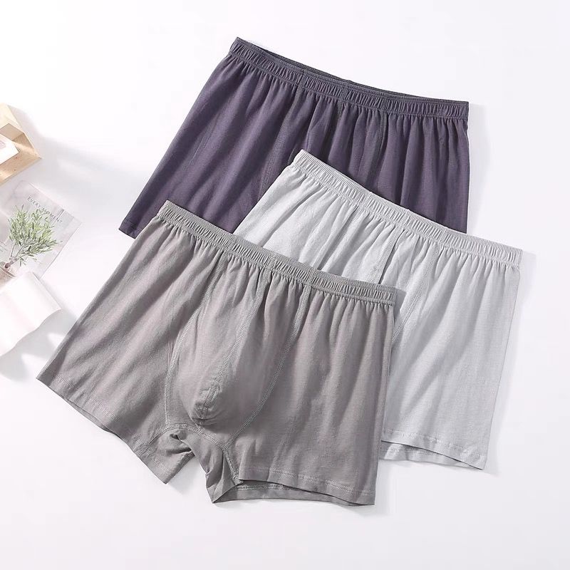 3条装纯棉内裤男纯棉平角高腰精梳棉四角裤加肥加大棉短裤阿罗裤