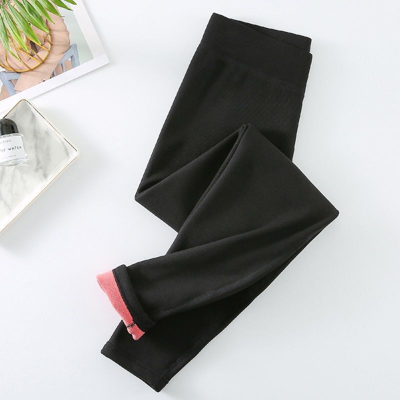 加绒厚款女式一体绒冬季保暖裤女孩弹力修身高腰