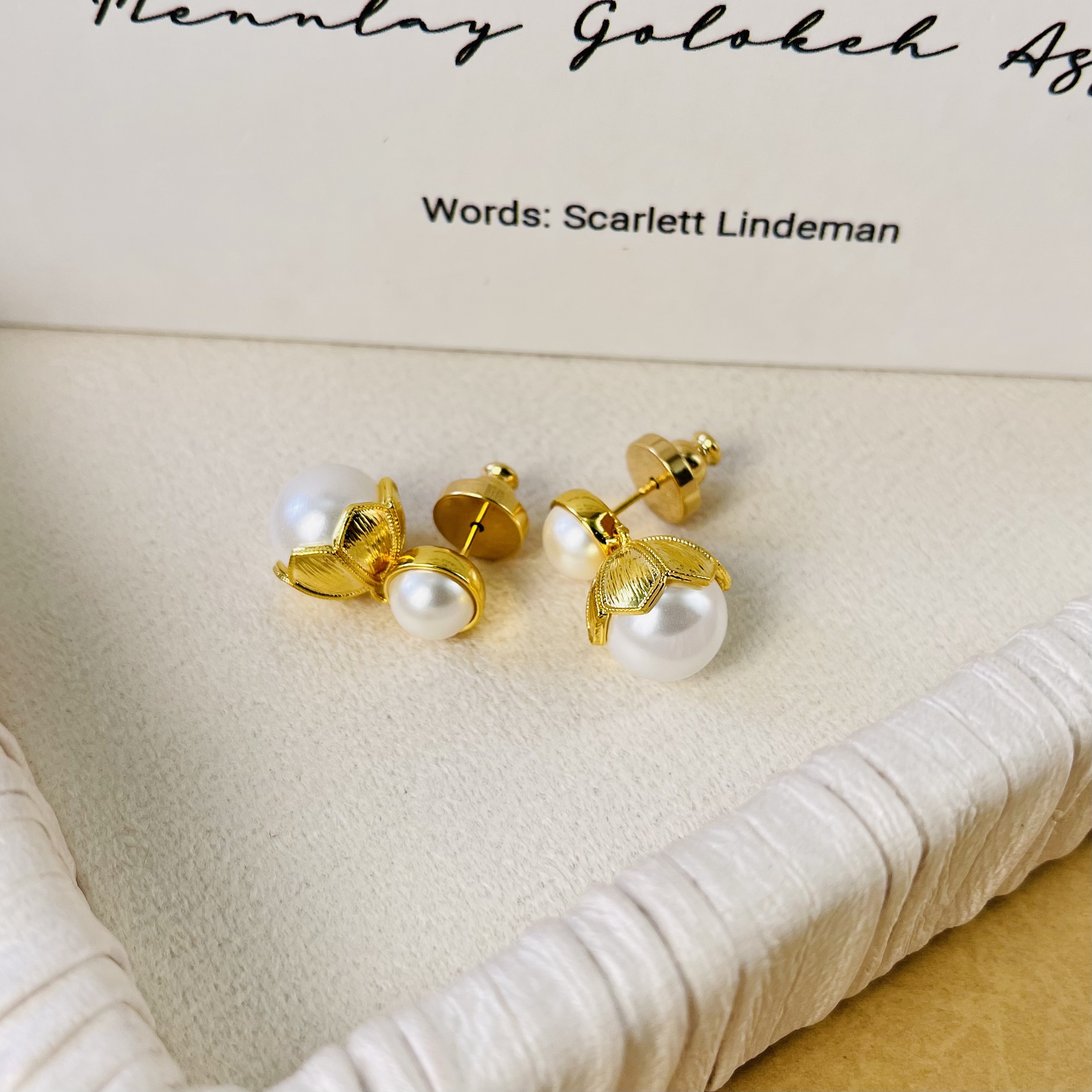 铜合金亚克力耳饰 铜合金 春草如丝耳钉N704时尚简约百搭