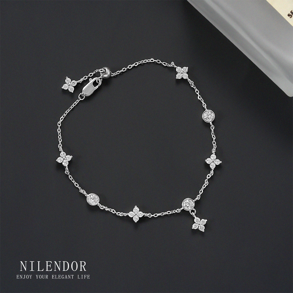 925银合成锆石手链 SL-225精致时尚尖花百搭手链
