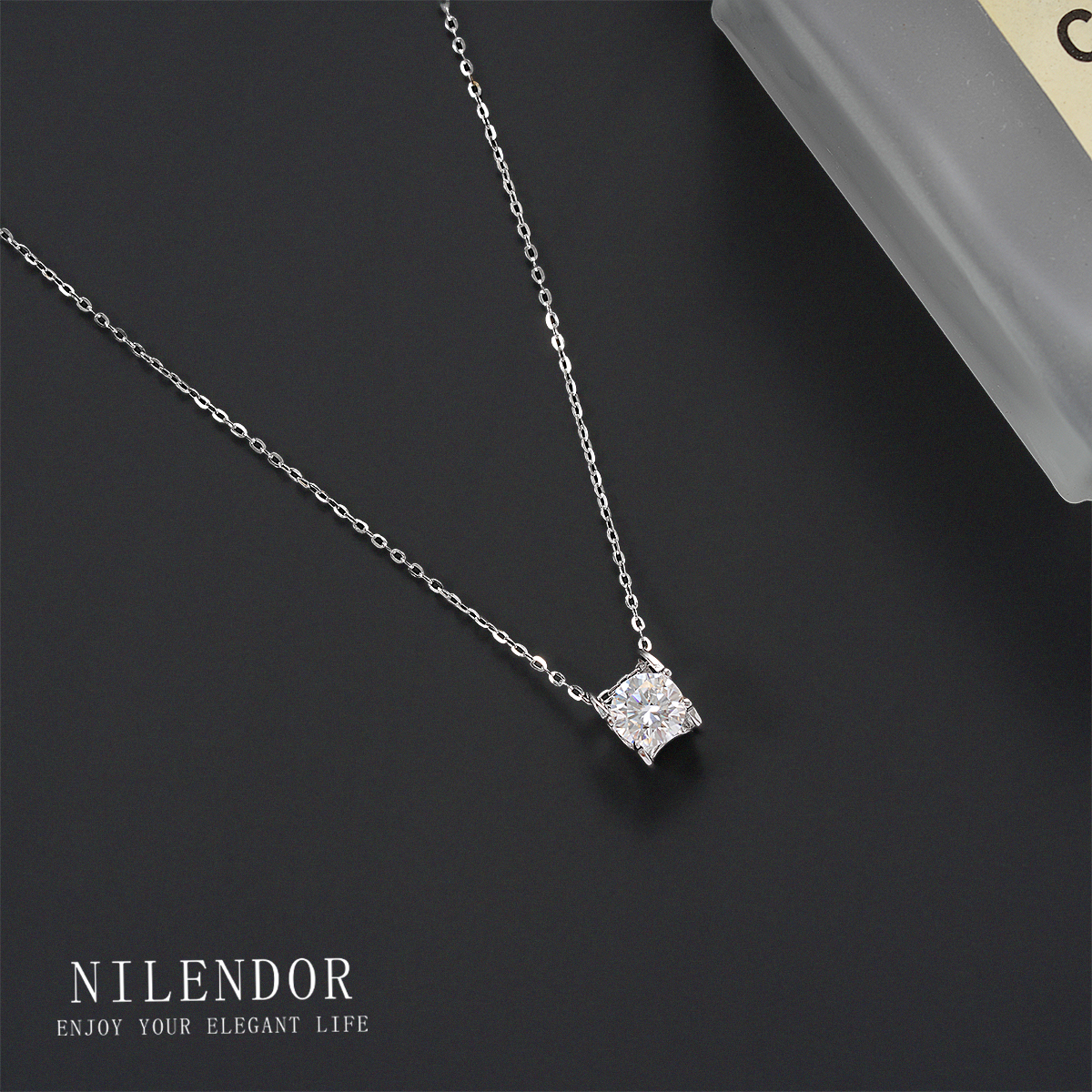 坠链均925银莫桑石 NILENDOR/昵兰XL-259简约经典百搭牛头项链