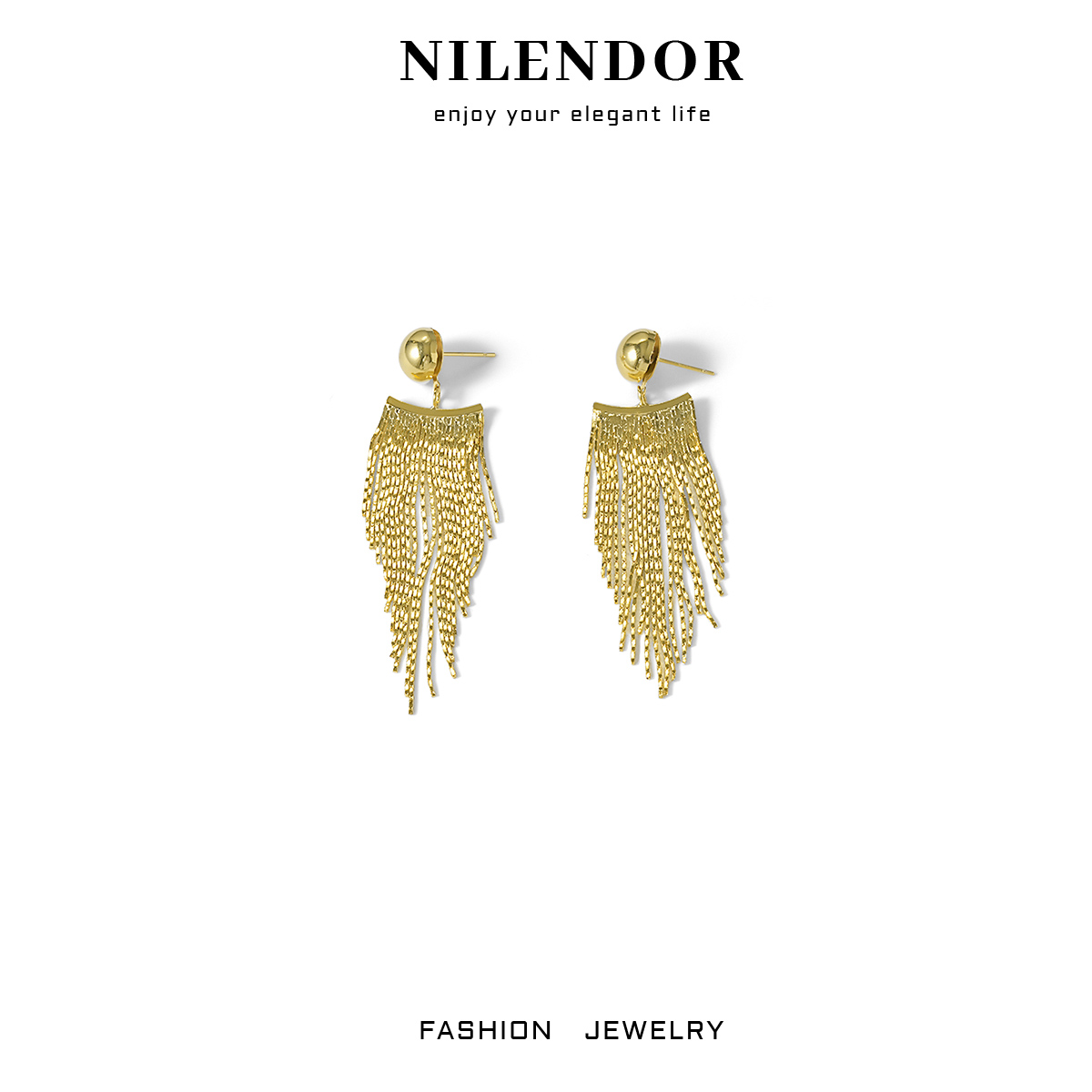 铜合金耳饰 ES-618时尚气质长款流苏大气个性耳钉