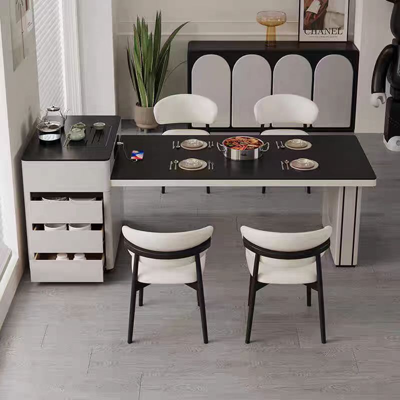 【升级泡茶款】岛台岩板餐桌一体小户型家用可伸缩2024新款简约轻奢