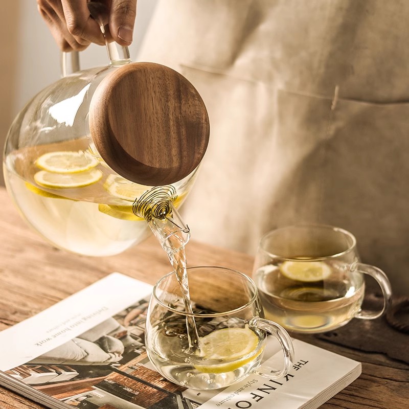围炉煮茶壶日式凉水壶玻璃耐高温家用冷水壶大容量果茶壶杯子套装