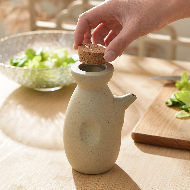 日式油壶厨房家用酱油醋调料壶陶瓷油罐壶复古油瓶装食用油储油壶