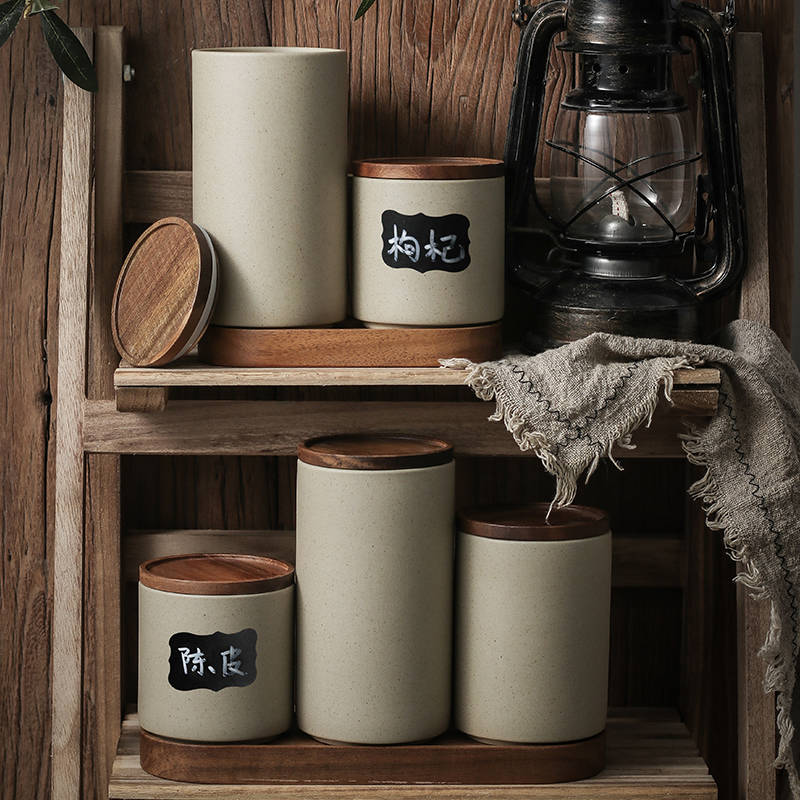 陶瓷茶叶罐密封罐防潮储存罐厨房收纳罐陈皮咖啡豆保存罐储物罐子