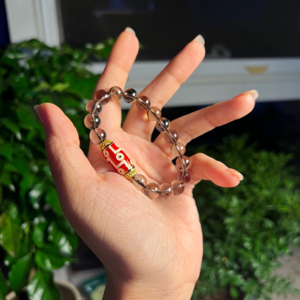 茶晶手串（8mm-全净体）｜925银九眼 燕京八绝 单圈手串 原创设计