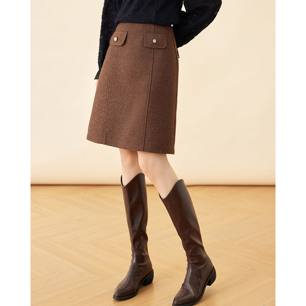 新款高腰小香风细闪A字短裙半身裙女626-005