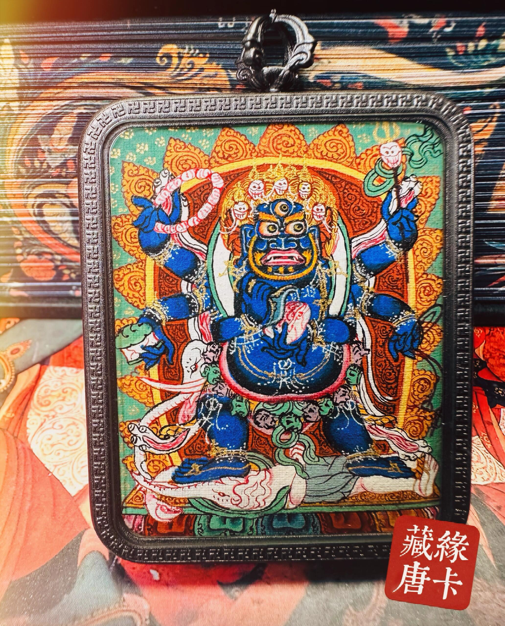 西藏纯手绘唐卡齐岗画派-大黑天