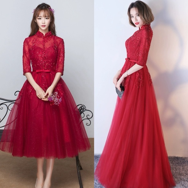 直播链接断码特价敬酒服新娘重工水晶蕾丝晚礼服宴会订婚结婚回门