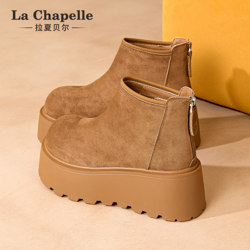 拉夏贝尔增高厚底雪地靴女2025新款马丁靴加厚棉鞋女款爆款勃肯鞋