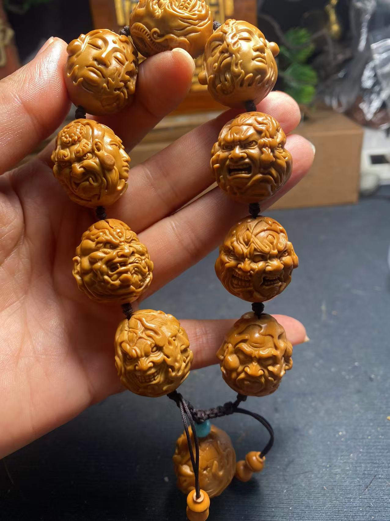 雕刻  1.9双面恶僧手串   山鬼   文玩手串恶僧系列大尺寸