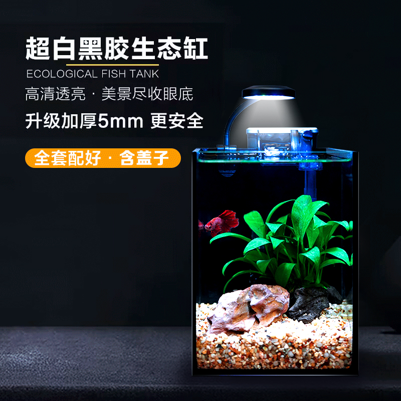 鱼缸客厅小型桌面微景水草缸新款家用生态小鱼缸超白玻璃斗鱼缸