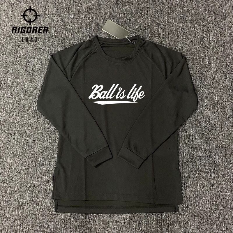 秋冬印花篮球长袖投篮服美式保暖加绒运动T恤男速干透气训练服潮