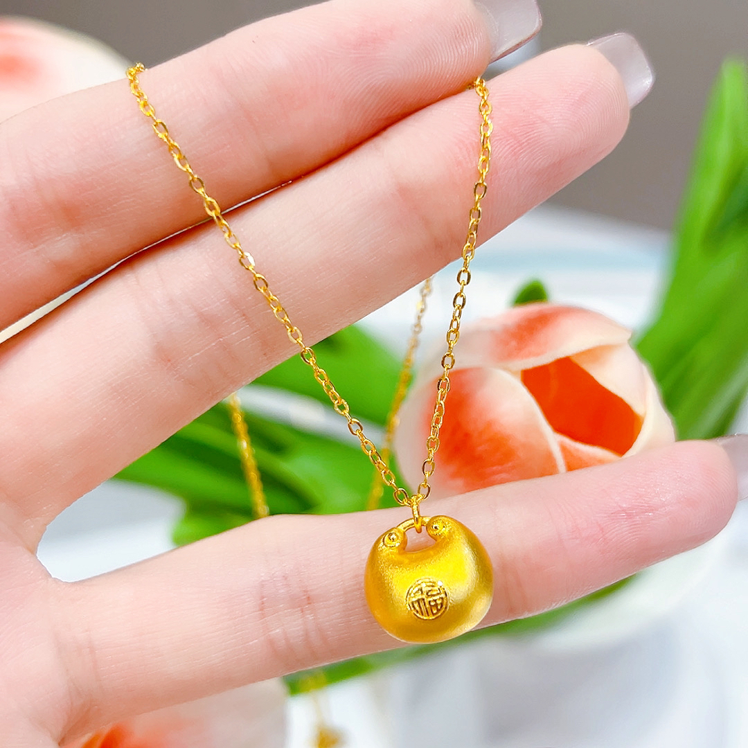 精品5G足金时尚百搭福气满满小胖福项链00758