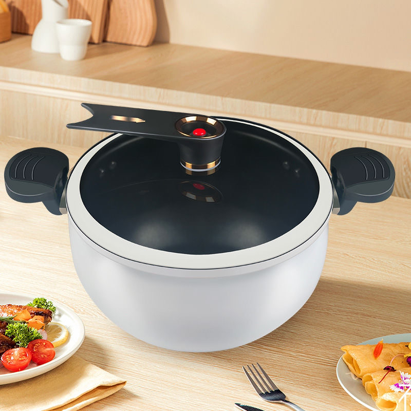 新款胖嘟嘟微压锅家用炖煮锅多功能麦饭石汤锅8升大容量高压锅