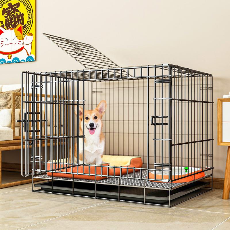 狗笼子中型犬狗窝厕所一体小型狗狗笼铁网折叠宠物笼室内家用猫笼