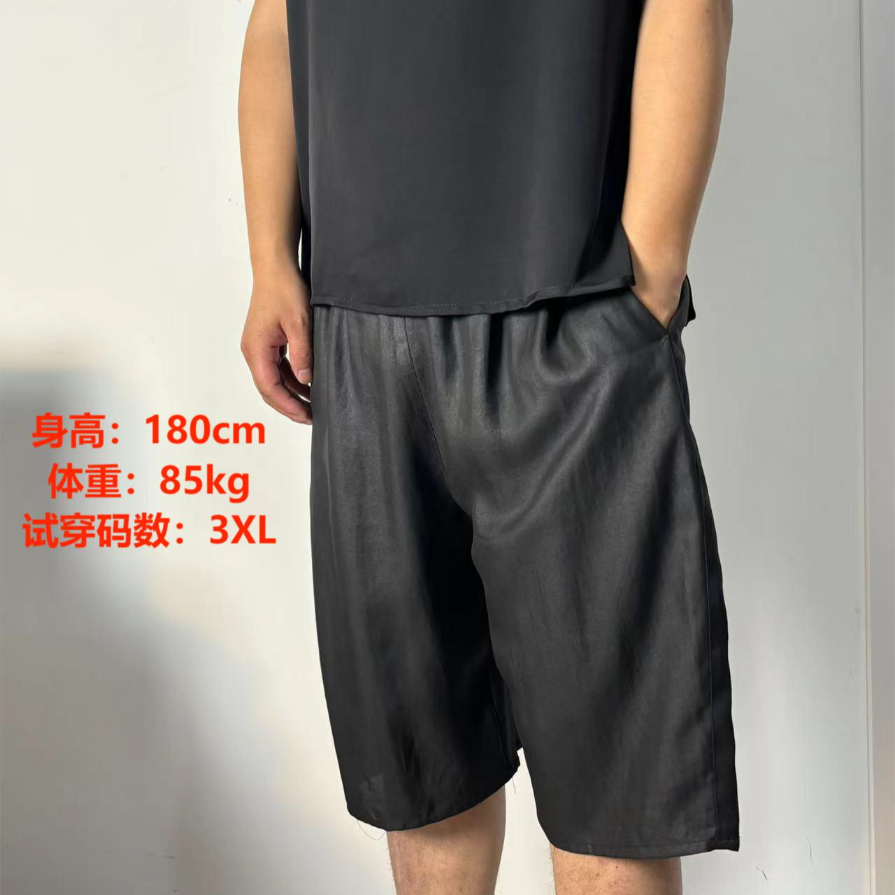 桑蚕丝香云纱斜纹六分裤