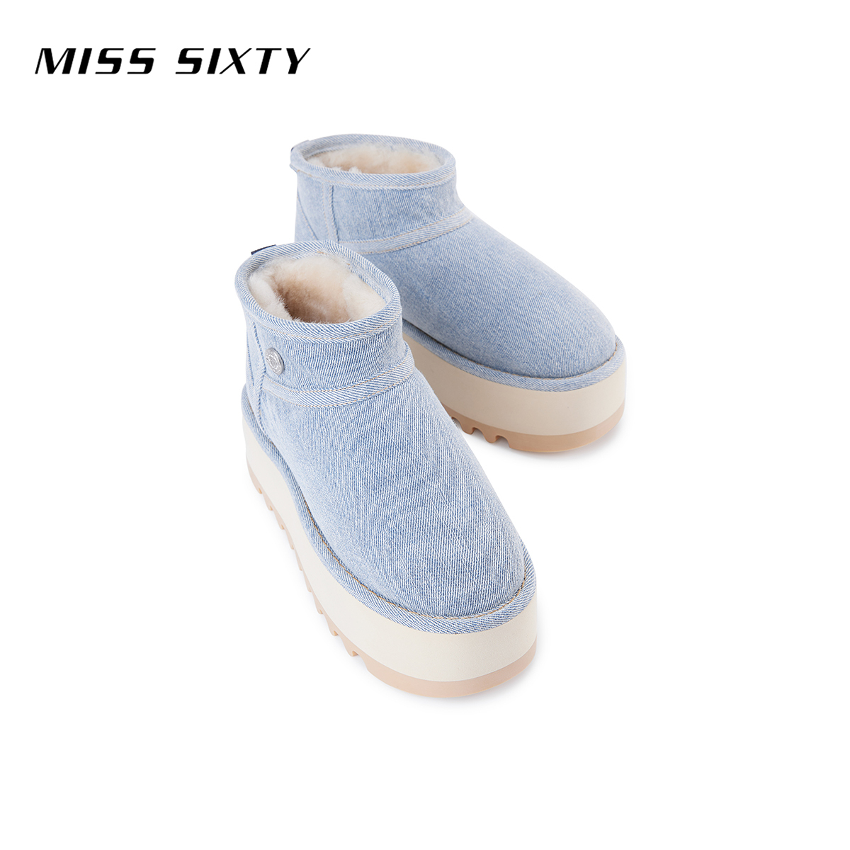 Miss Sixty2023冬季新款雪地靴女松糕鞋圆头厚底个性时装靴保暖