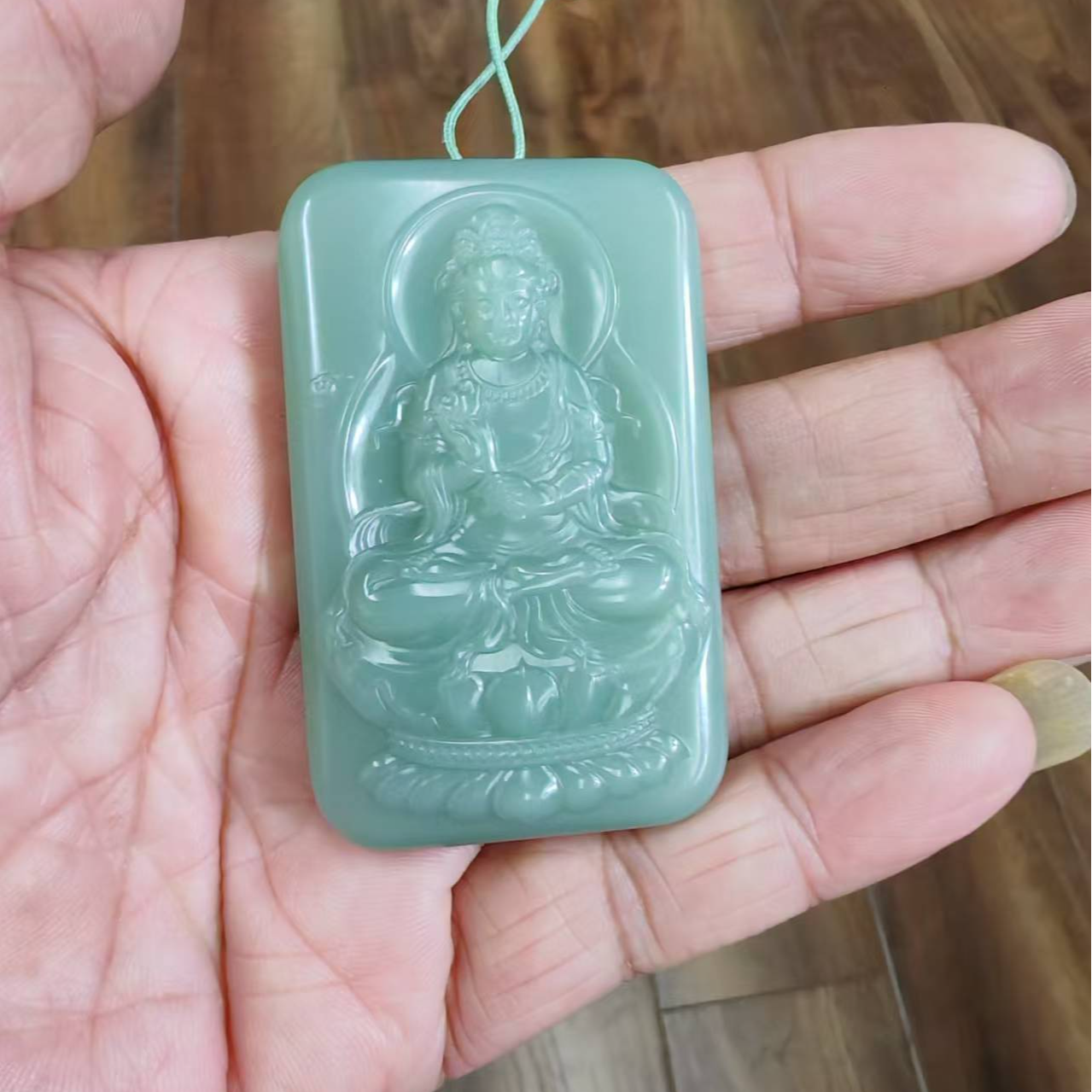 和田玉碧玉观音挂件