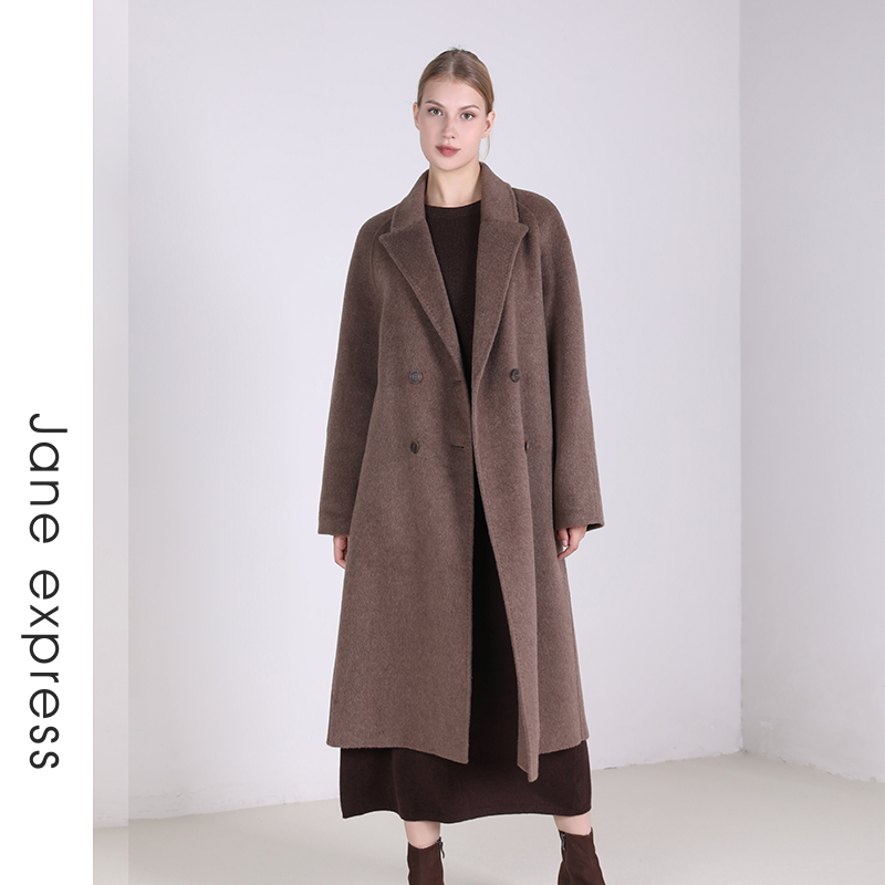 Jane express/简表达24年冬季新款大衣双面呢气质中长款DDY42003