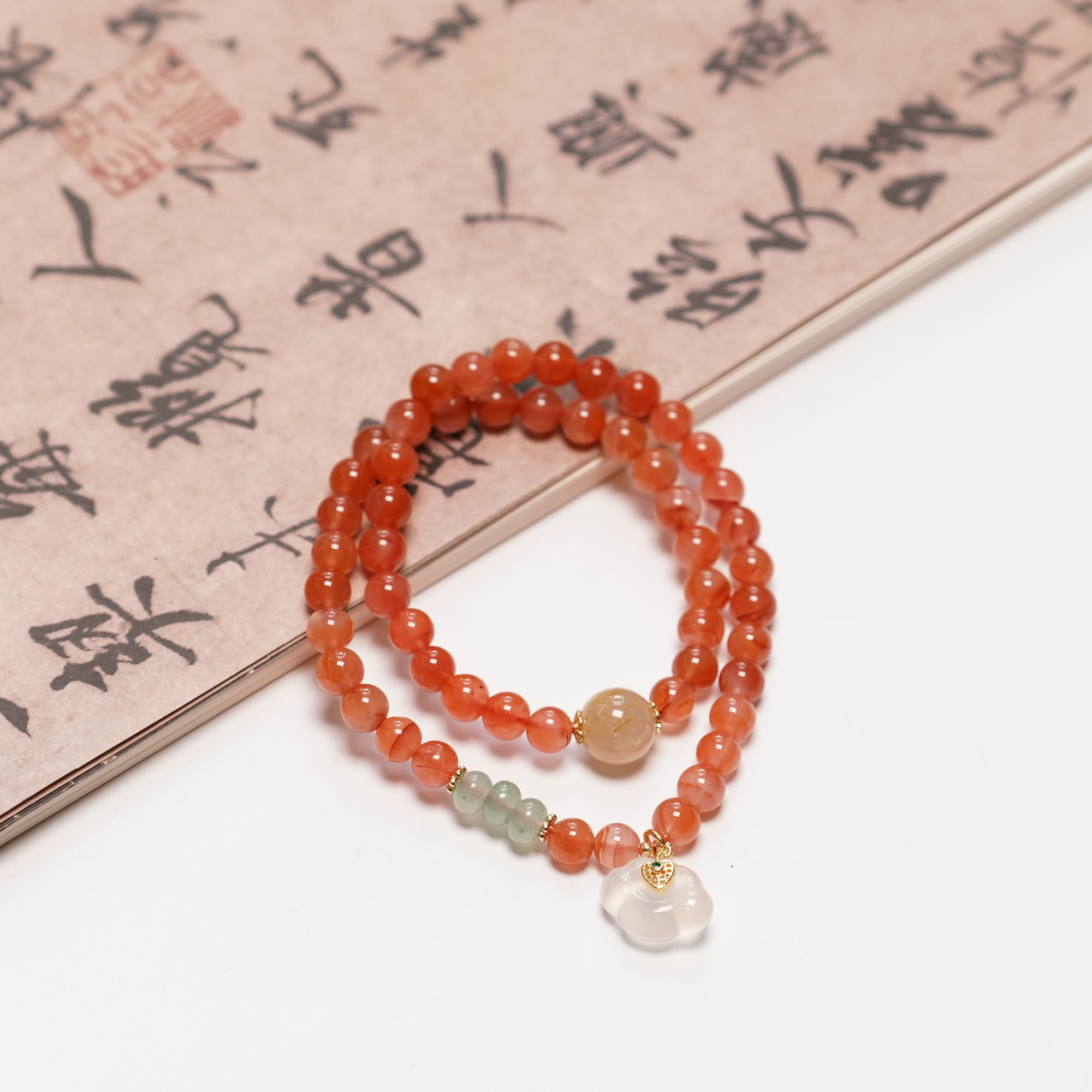 南红金发晶玛瑙双圈手串ZC10A117010