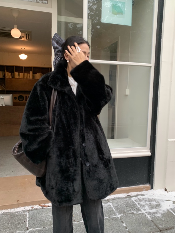 【布朗熊】实用性高内里加绒的环保毛毛中长款外套！DJ0735