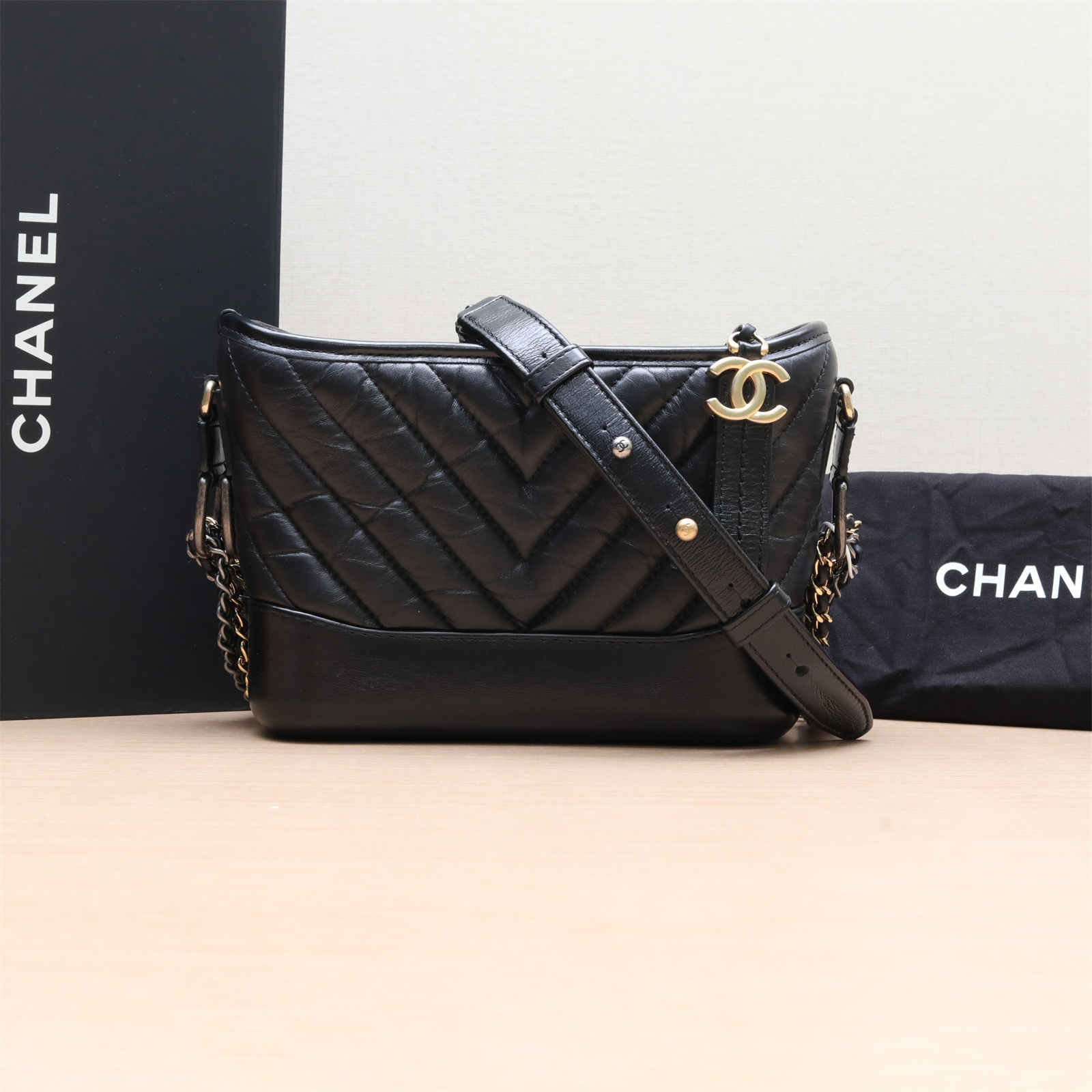 95新 Chanel/香奈儿 黑黑精选 828210GABRIELLE 流浪 小号单肩包