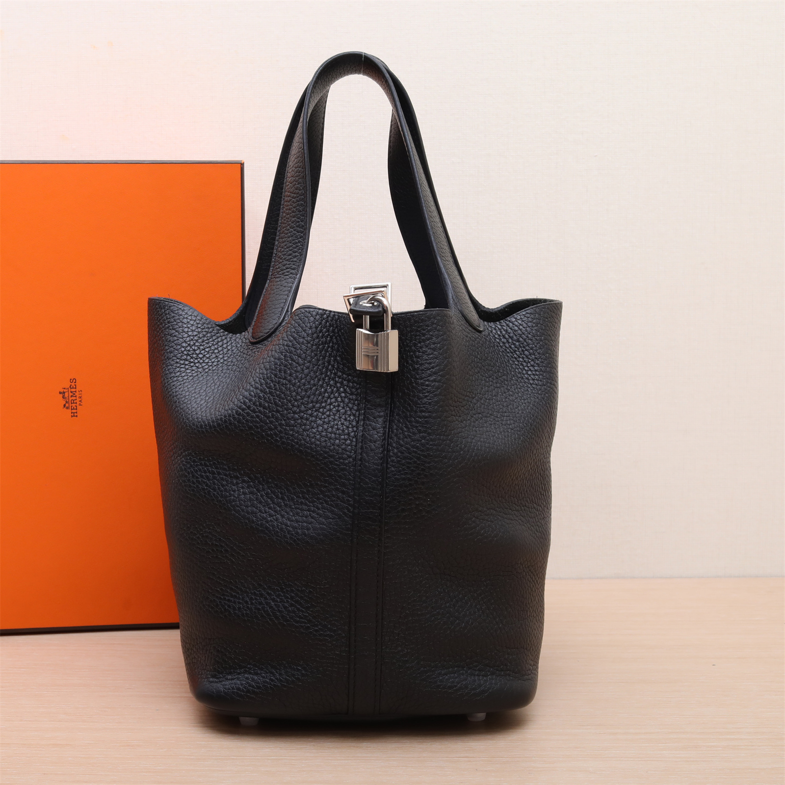 95新 Hermes/爱马仕 小花姑姑P213320013菜篮子 22 89黑色