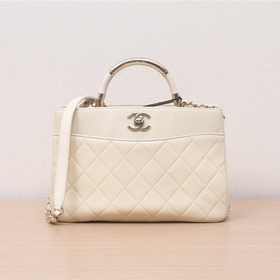 95新 Chanel/香奈儿 活动姑姑P231853539金属手柄菱格纹单肩包