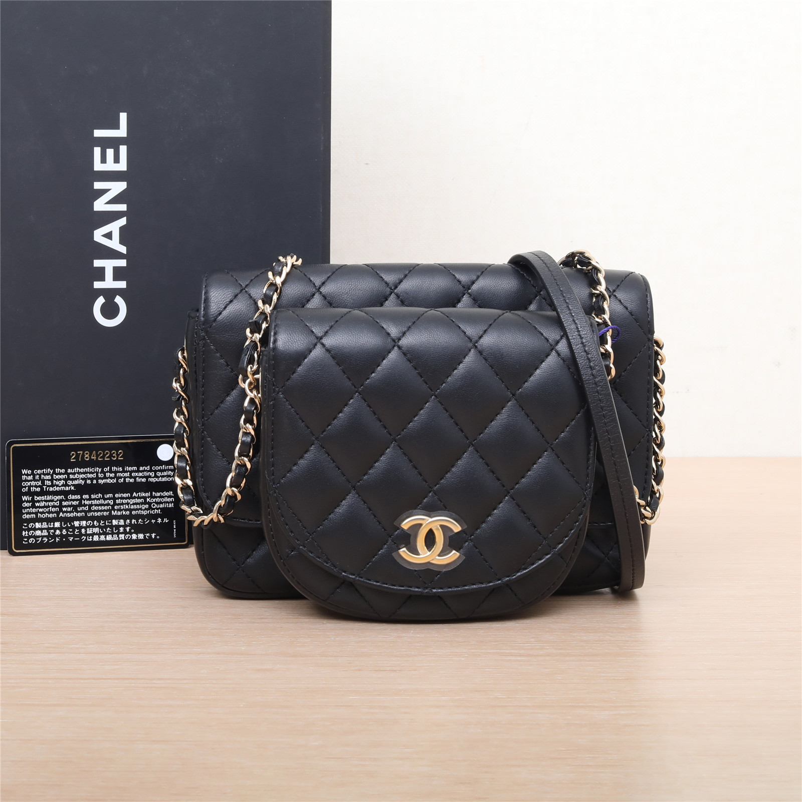 99新 Chanel/香奈儿 活动姑姑P213193576双子星 黑白双子包 黑色