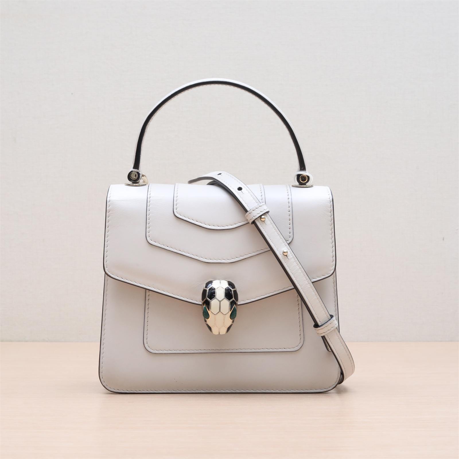 95新 BVLGARI/宝格丽 小花双双 931208 风琴 蛇头包 小号 手柄款