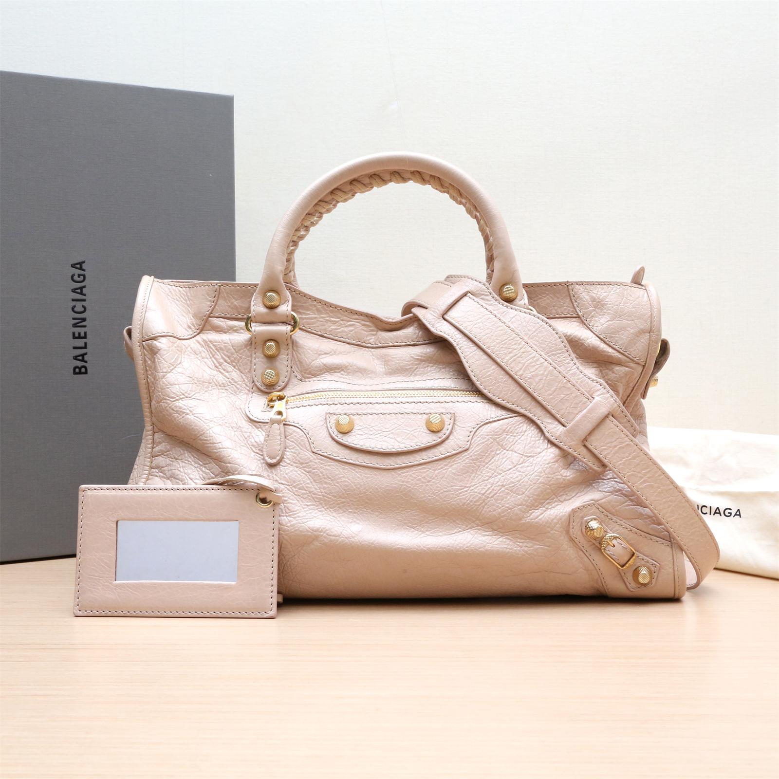95新  小花姑姑 P253186808 CLASSIC CITY 机车包 中号 38 裸色