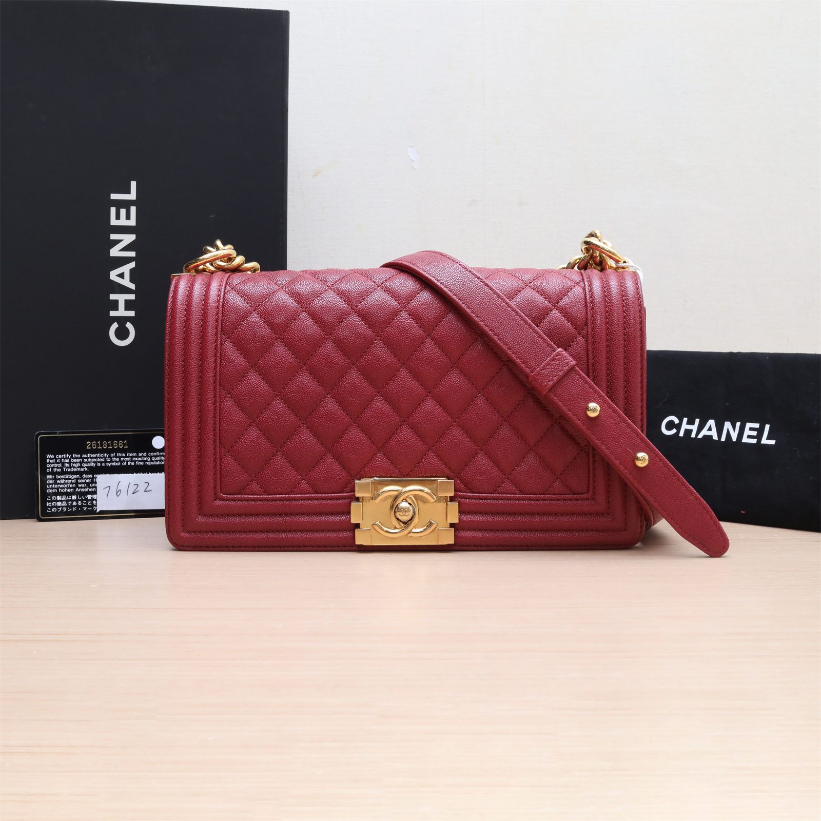 95新 Chanel/香奈儿 小花双双 519011 Leboy 中号 红色 26开包