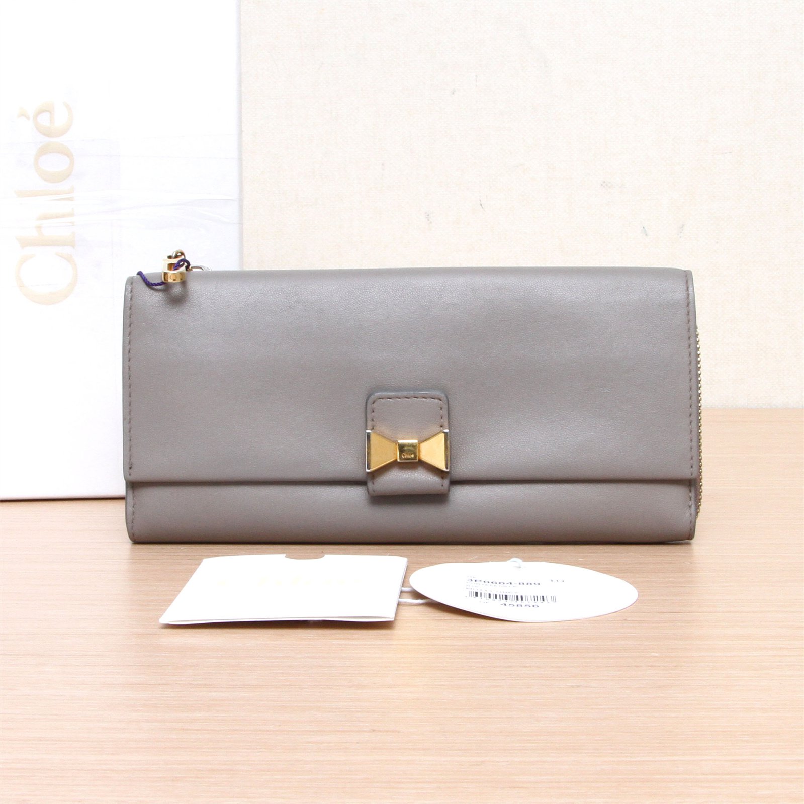 95新  改小花姑姑 P203755197 蝴蝶结 钱包 长款 灰色