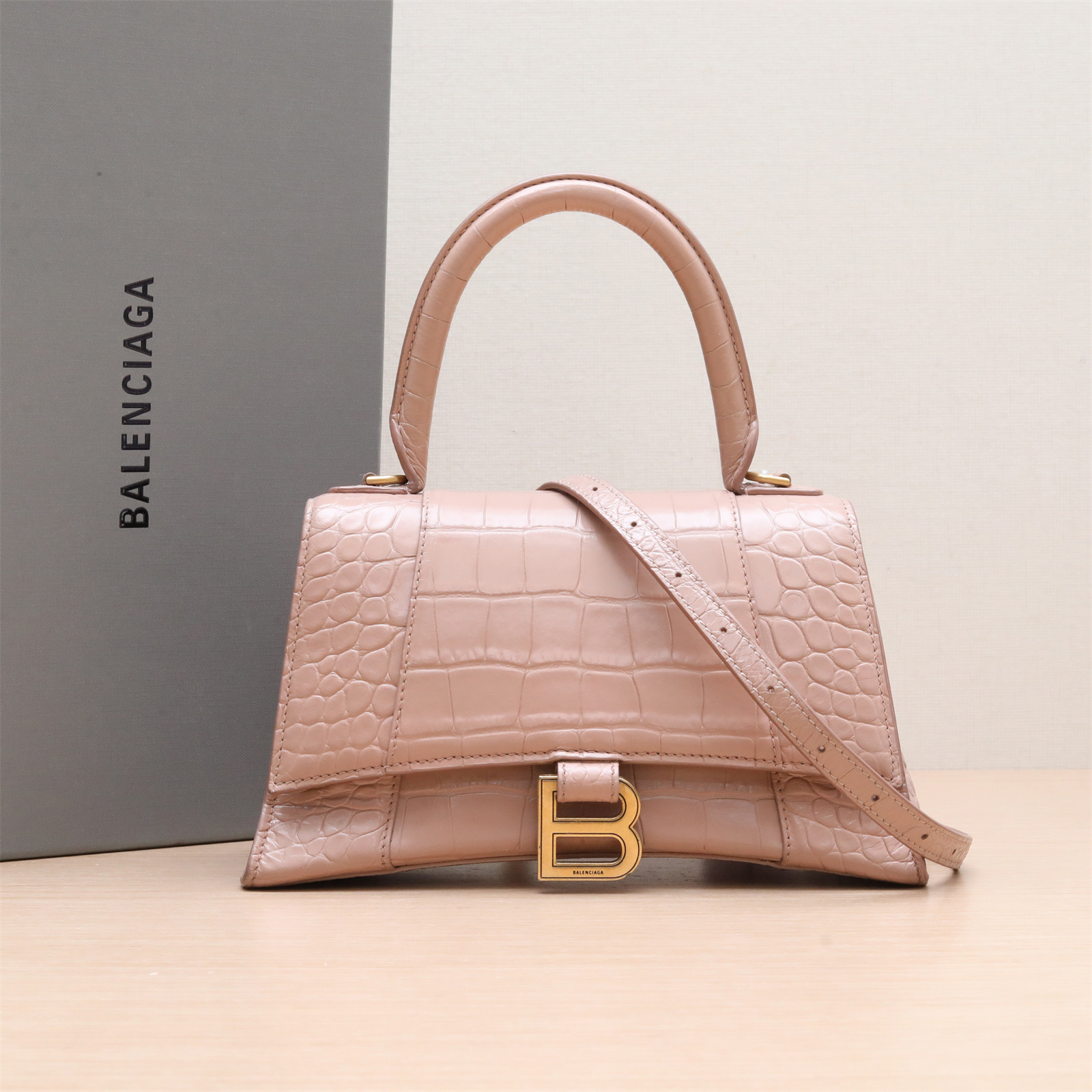 95新 Balenciaga/巴黎世家 小花姑姑P224727367 沙漏包 S码 压纹