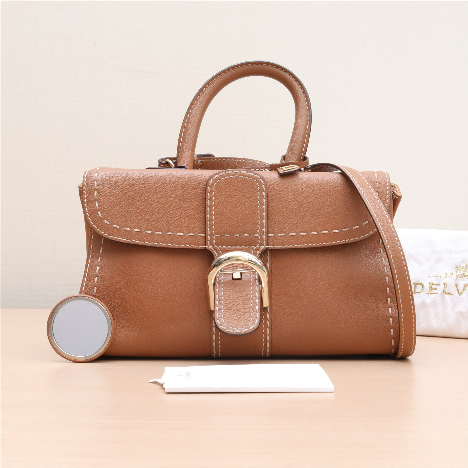 95新 Delvaux/德尔沃 活动姑姑P203645819横版 外缝线 手提包