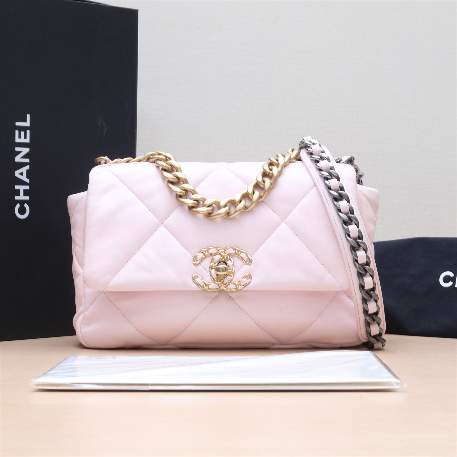 95新 Chanel/香奈儿 活动姑姑P24323533119BAG 口盖包 小号 粉色