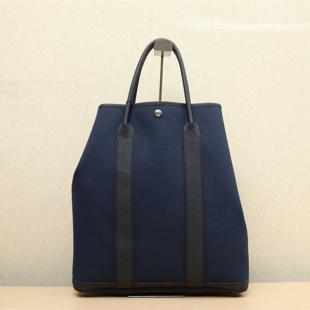 95新 Hermes/爱马仕 活动双双 购物袋 黑色拼色 Z刻 银扣