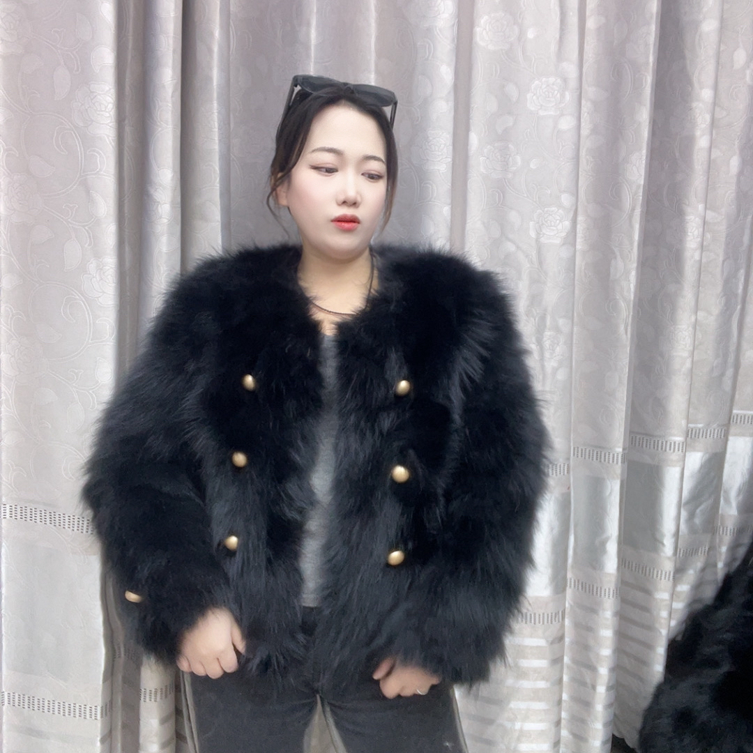 2024女装秋冬新款长袖貉子毛毛皮一体外套小个子短款百搭毛皮爆款