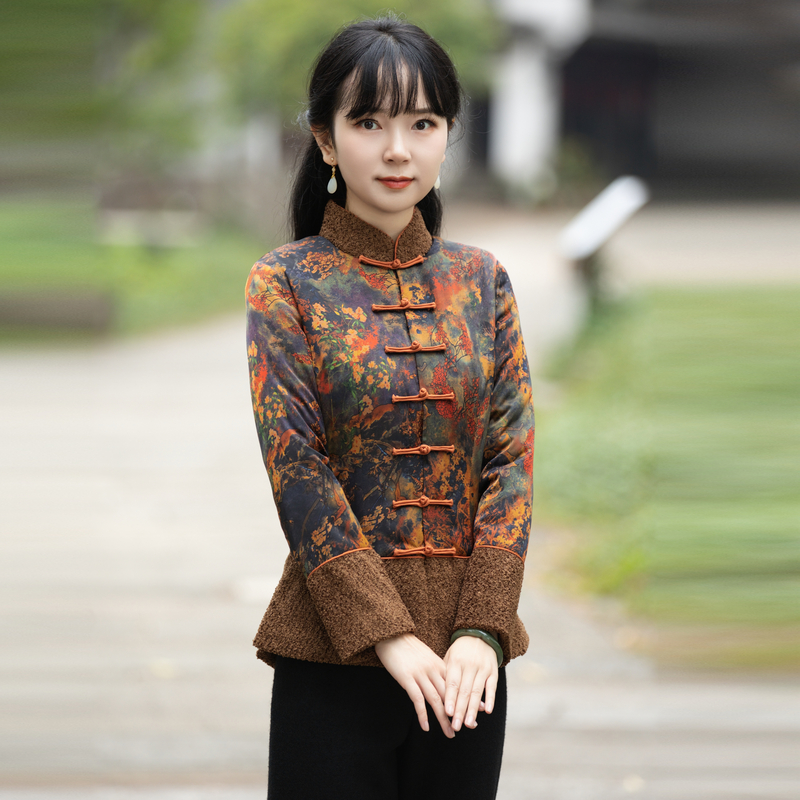 筠雅唐装女中国风改良旗袍上衣收腰显瘦复古时尚新中式女装22R837