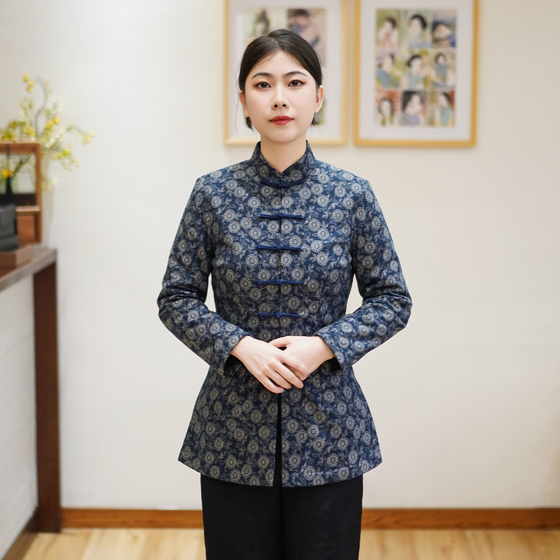 筠雅冬季新款唐装加厚旗袍小棉袄中国风年轻款夹棉保暖棉衣24J412