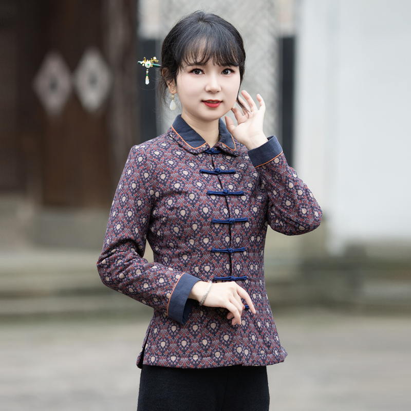 筠雅唐装女冬棉袄加厚保暖旗袍棉衣改良茶服女秋冬中式女装23J678