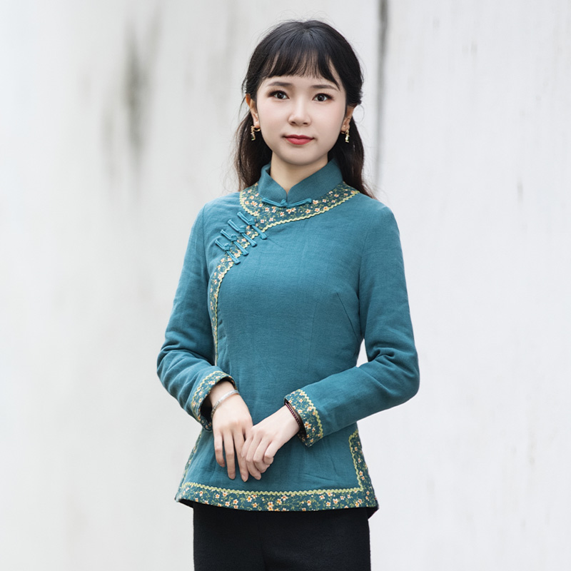 短款唐装女冬装棉袄中国风女装旗袍上衣夹棉加厚保暖复古外套J743