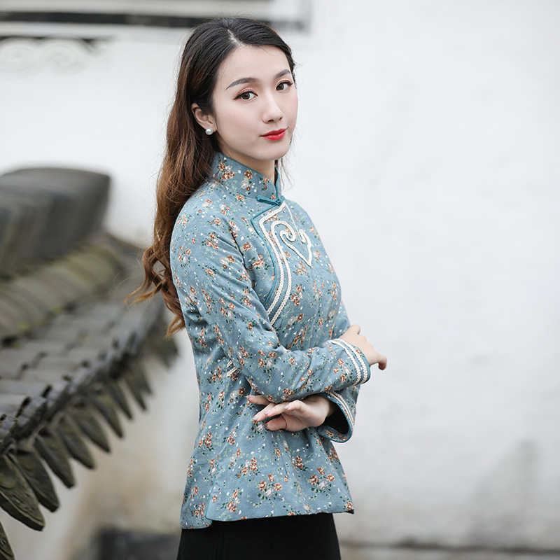 筠雅唐装冬款加厚棉衣棉服旗袍式上衣盘扣茶服民国风复古女装J691