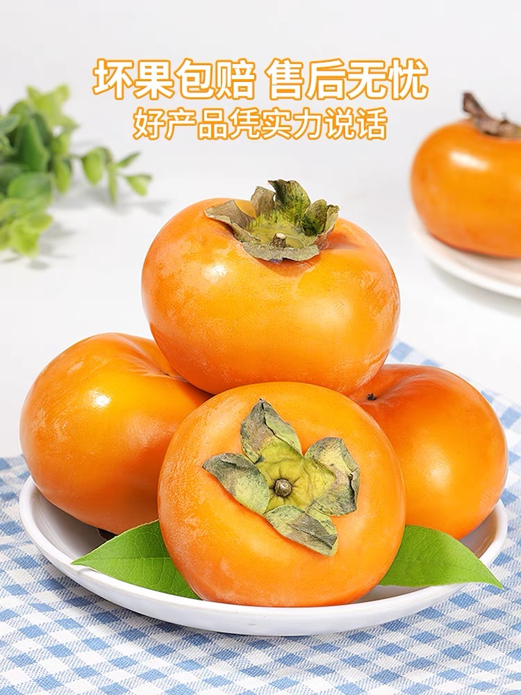 【脆甜不涩】广西桂林脆柿子甜柿黄金巧克力柿硬柿新鲜水果1/5/9斤