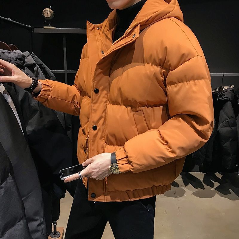 波司登冬季加厚连帽橘色防风工装羽绒衣服宽松大码潮流新款面包服