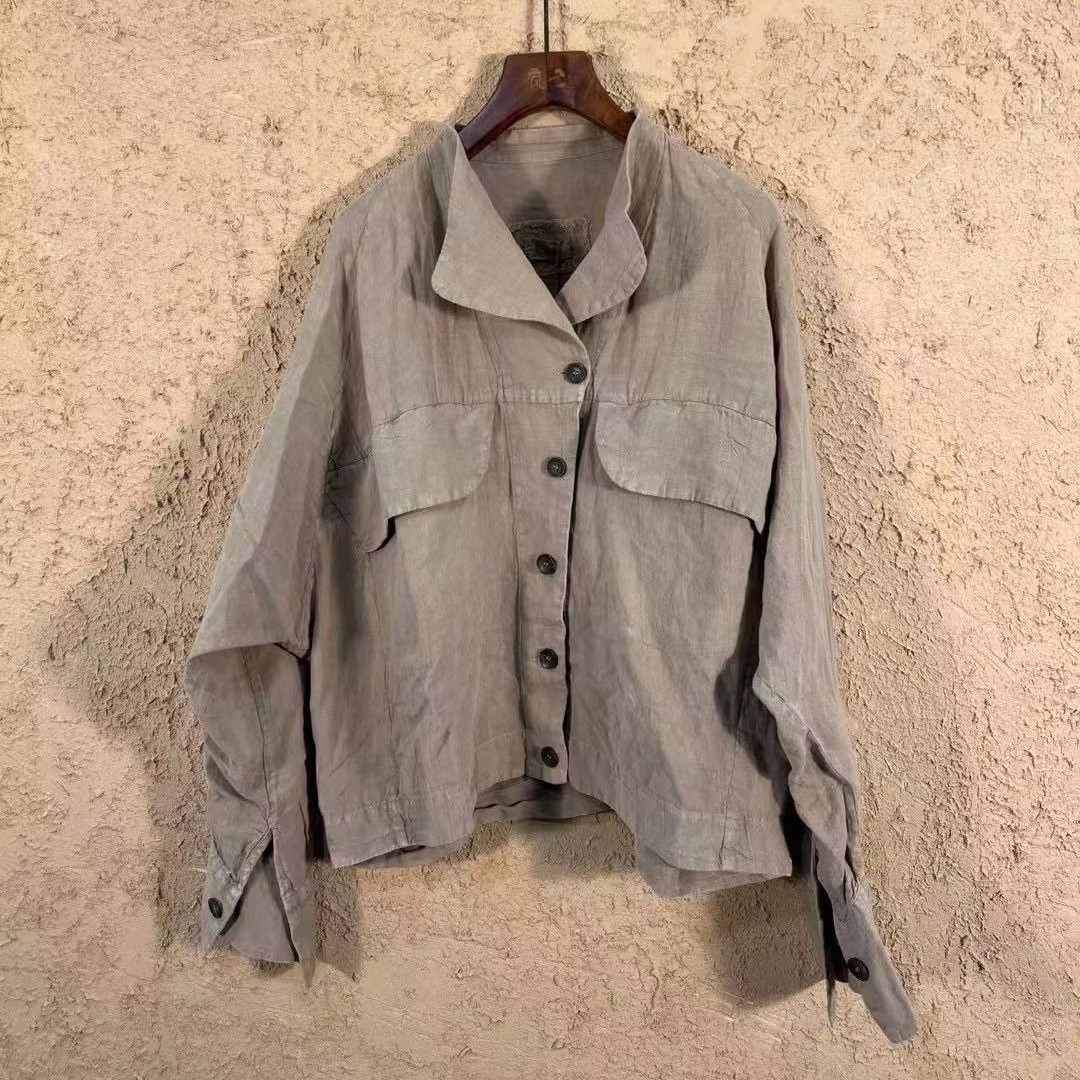 苍沐分享    麻衣者   水洗做旧个性版短外套     944